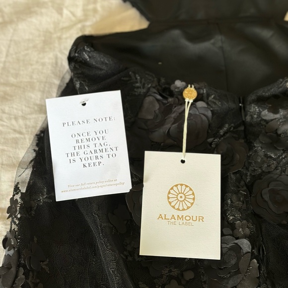 Alamour Black Applique Tea Length Dress - Picture 7 of 11